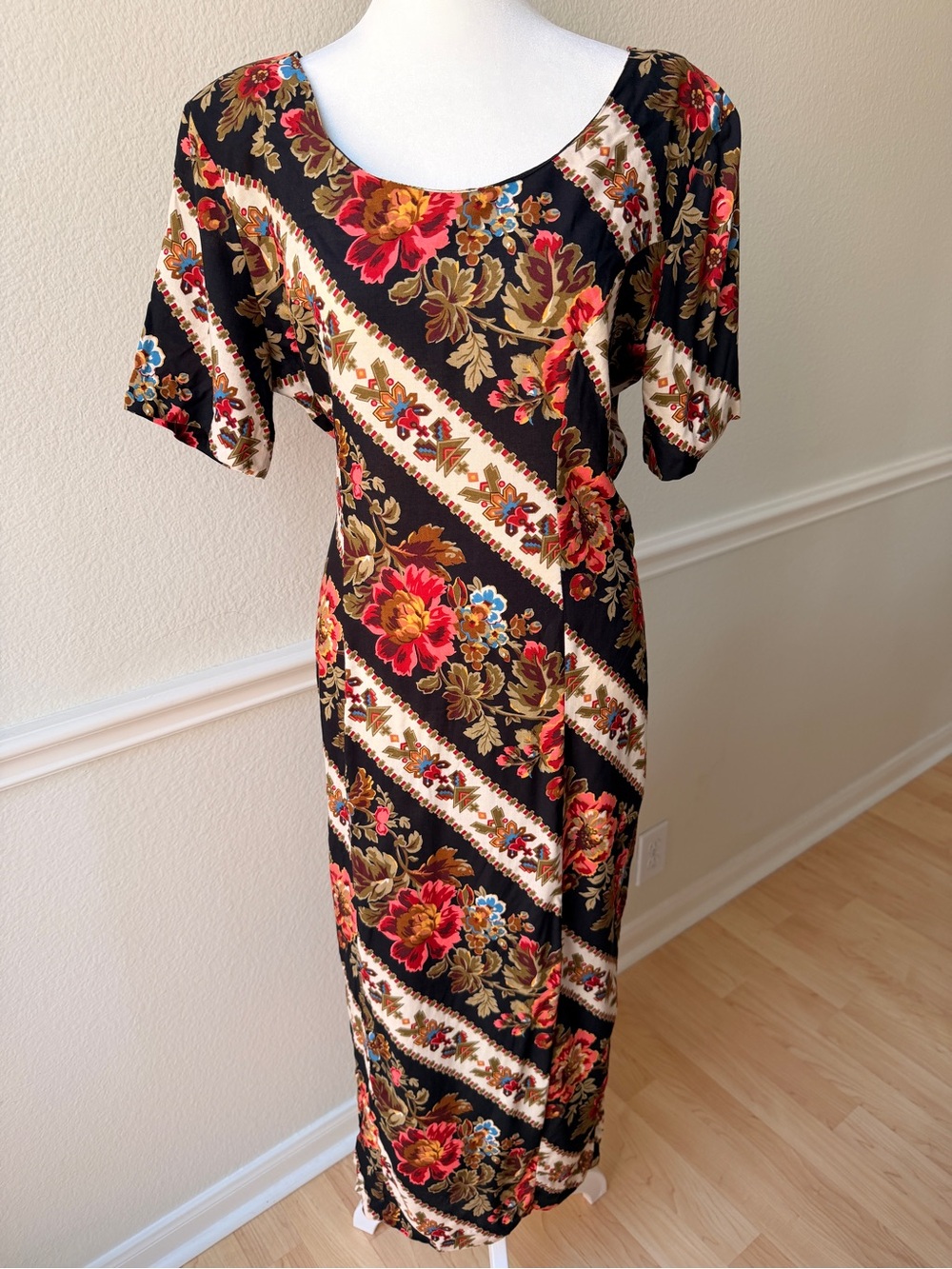 Vintage Nina Piccalino Floral Southwestern Midi Dress Romantic Folk Festival